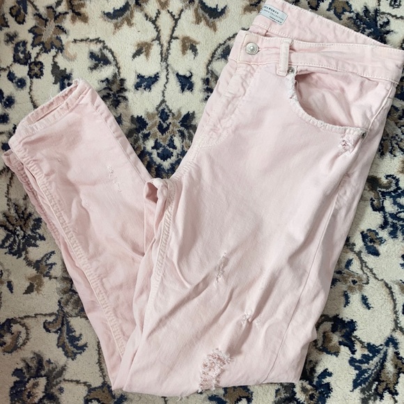 Zara pink distressed jeans